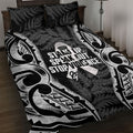 White Ribbon Day New Zealand Quilt Bed Set Respect Women Maori Pattern Black