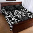 White Ribbon Day New Zealand Quilt Bed Set Respect Women Maori Pattern Black