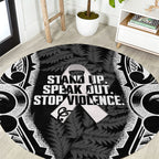 White Ribbon Day New Zealand Round Carpet Respect Women Maori Pattern Black