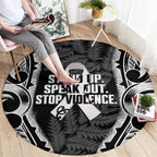 White Ribbon Day New Zealand Round Carpet Respect Women Maori Pattern Black