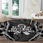 White Ribbon Day New Zealand Round Carpet Respect Women Maori Pattern Black