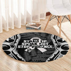 White Ribbon Day New Zealand Round Carpet Respect Women Maori Pattern Black