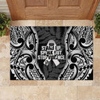 White Ribbon Day New Zealand Rubber Doormat Respect Women Maori Pattern Black