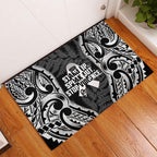 White Ribbon Day New Zealand Rubber Doormat Respect Women Maori Pattern Black