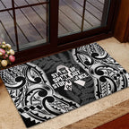 White Ribbon Day New Zealand Rubber Doormat Respect Women Maori Pattern Black