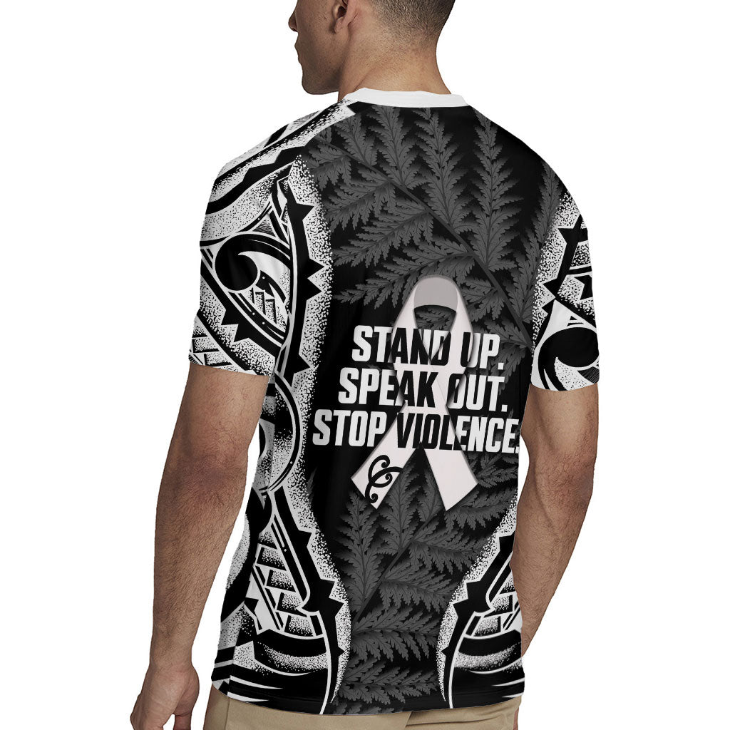 White Ribbon Day New Zealand Rugby Jersey Respect Women Maori Pattern Black