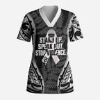 White Ribbon Day New Zealand Scrub Top Respect Women Maori Pattern Black