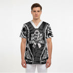 White Ribbon Day New Zealand Scrub Top Respect Women Maori Pattern Black