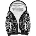 White Ribbon Day New Zealand Sherpa Hoodie Respect Women Maori Pattern Black
