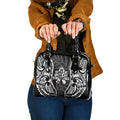 White Ribbon Day New Zealand Shoulder Handbag Respect Women Maori Pattern Black