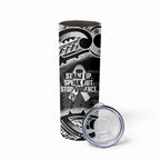 White Ribbon Day New Zealand Skinny Tumbler Respect Women Maori Pattern Black