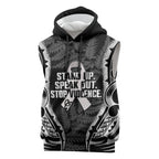 White Ribbon Day New Zealand Sleeveless Hoodie Respect Women Maori Pattern Black