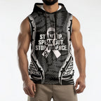 White Ribbon Day New Zealand Sleeveless Hoodie Respect Women Maori Pattern Black