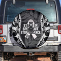 White Ribbon Day New Zealand Spare Tire Cover Respect Women Maori Pattern Black