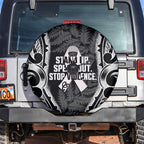White Ribbon Day New Zealand Spare Tire Cover Respect Women Maori Pattern Black
