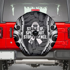White Ribbon Day New Zealand Spare Tire Cover Respect Women Maori Pattern Black