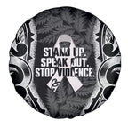 White Ribbon Day New Zealand Spare Tire Cover Respect Women Maori Pattern Black