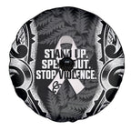 White Ribbon Day New Zealand Spare Tire Cover Respect Women Maori Pattern Black