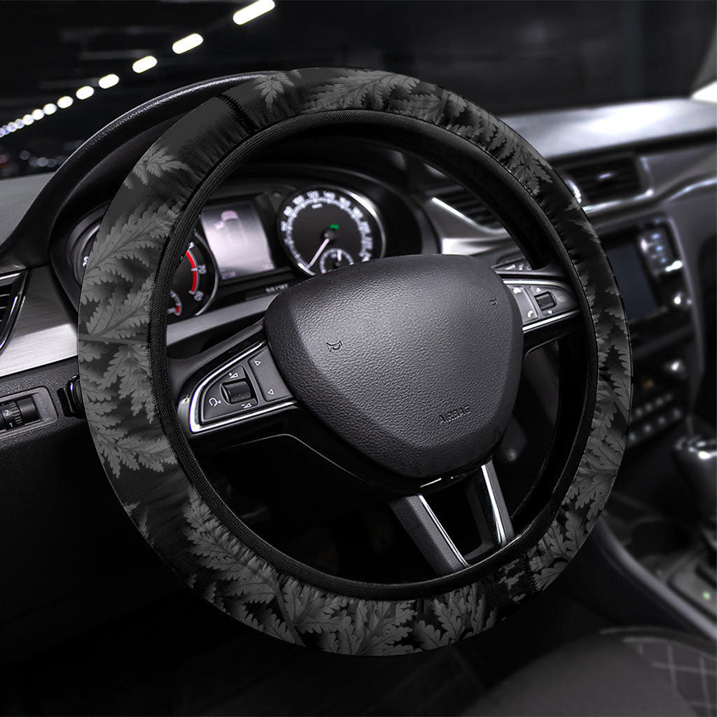 White Ribbon Day New Zealand Steering Wheel Cover Respect Women Maori Pattern Black