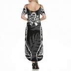 White Ribbon Day New Zealand Summer Maxi Dress Respect Women Maori Pattern Black