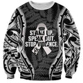 White Ribbon Day New Zealand Sweatshirt Respect Women Maori Pattern Black