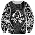 White Ribbon Day New Zealand Sweatshirt Respect Women Maori Pattern Black