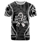 White Ribbon Day New Zealand T Shirt Respect Women Maori Pattern Black
