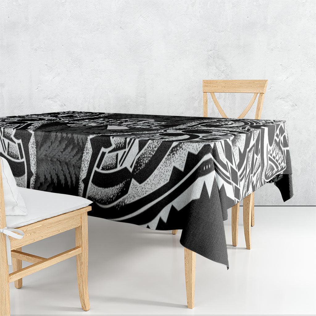 White Ribbon Day New Zealand Tablecloth Respect Women Maori Pattern Black