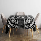 White Ribbon Day New Zealand Tablecloth Respect Women Maori Pattern Black