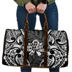 White Ribbon Day New Zealand Travel Bag Respect Women Maori Pattern Black