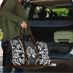 White Ribbon Day New Zealand Travel Bag Respect Women Maori Pattern Black