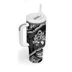 White Ribbon Day New Zealand Tumbler With Handle Respect Women Maori Pattern Black
