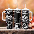 White Ribbon Day New Zealand Tumbler With Handle Respect Women Maori Pattern Black