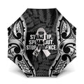 White Ribbon Day New Zealand Umbrella Respect Women Maori Pattern Black