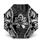 White Ribbon Day New Zealand Umbrella Respect Women Maori Pattern Black