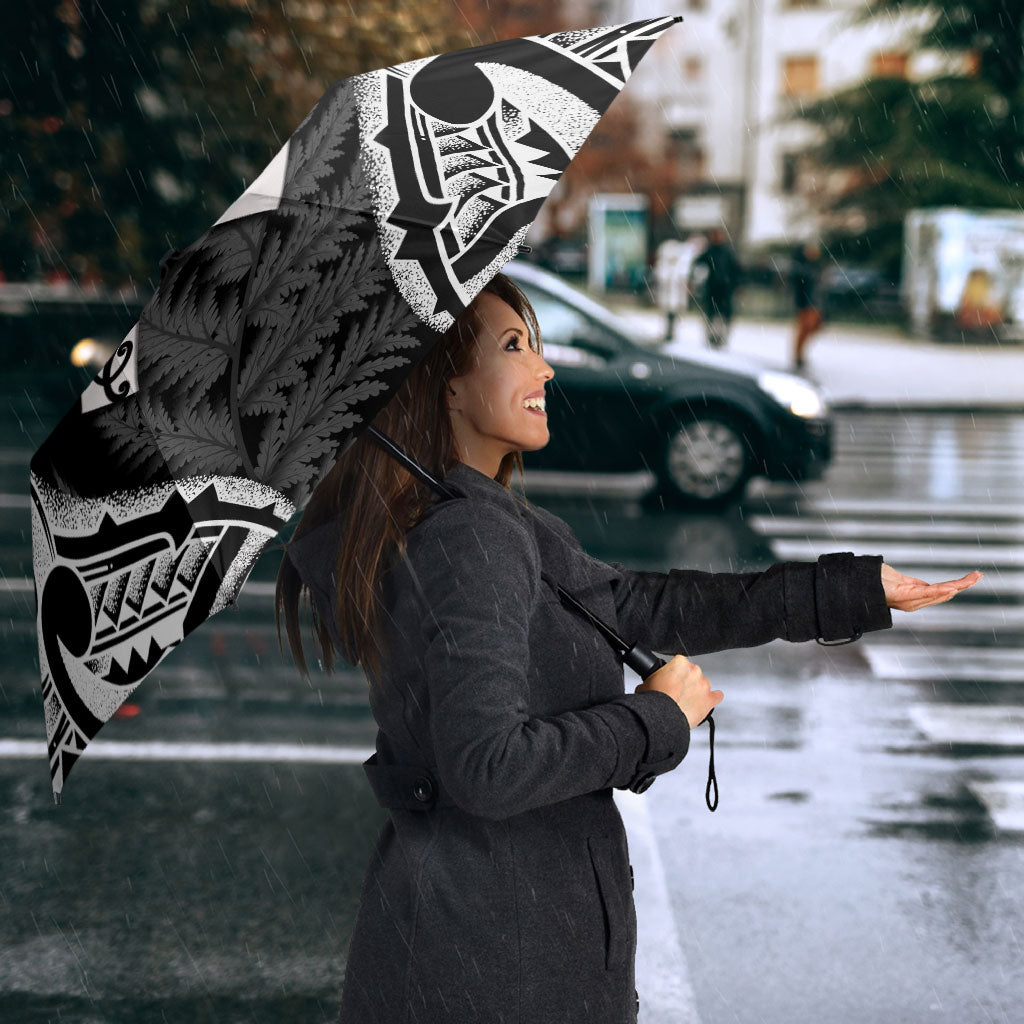 White Ribbon Day New Zealand Umbrella Respect Women Maori Pattern Black