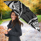 White Ribbon Day New Zealand Umbrella Respect Women Maori Pattern Black