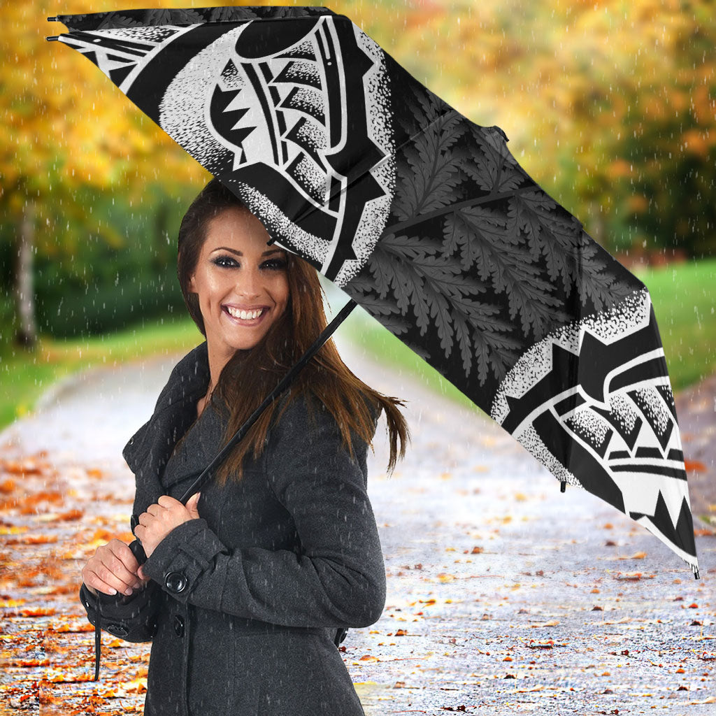 White Ribbon Day New Zealand Umbrella Respect Women Maori Pattern Black