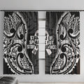 White Ribbon Day New Zealand Window Curtain Respect Women Maori Pattern Black