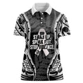 White Ribbon Day New Zealand Women Polo Shirt Respect Women Maori Pattern Black