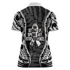 White Ribbon Day New Zealand Women Polo Shirt Respect Women Maori Pattern Black