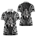 White Ribbon Day New Zealand Women Polo Shirt Respect Women Maori Pattern Black