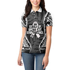 White Ribbon Day New Zealand Women Polo Shirt Respect Women Maori Pattern Black