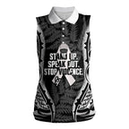 White Ribbon Day New Zealand Women Sleeveless Polo Shirt Respect Women Maori Pattern Black