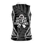 White Ribbon Day New Zealand Women Sleeveless Polo Shirt Respect Women Maori Pattern Black