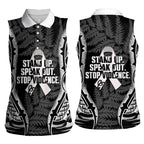 White Ribbon Day New Zealand Women Sleeveless Polo Shirt Respect Women Maori Pattern Black