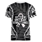 White Ribbon Day New Zealand Women V-Neck T-Shirt Respect Women Maori Pattern Black