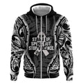 White Ribbon Day New Zealand Zip Hoodie Respect Women Maori Pattern Black