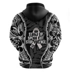 White Ribbon Day New Zealand Zip Hoodie Respect Women Maori Pattern Black