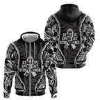White Ribbon Day New Zealand Zip Hoodie Respect Women Maori Pattern Black